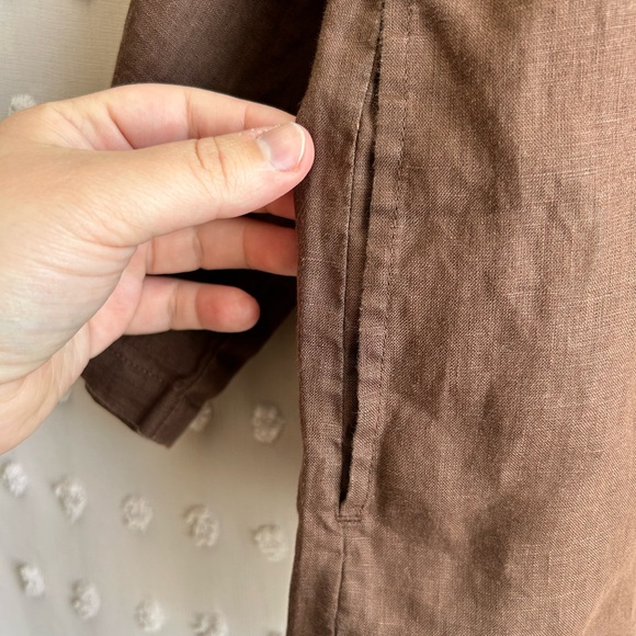 Eileen Fisher 100% Organic Linen Oversize Long Sleeve‎ Sz XS Brown - Picture 4 of 6